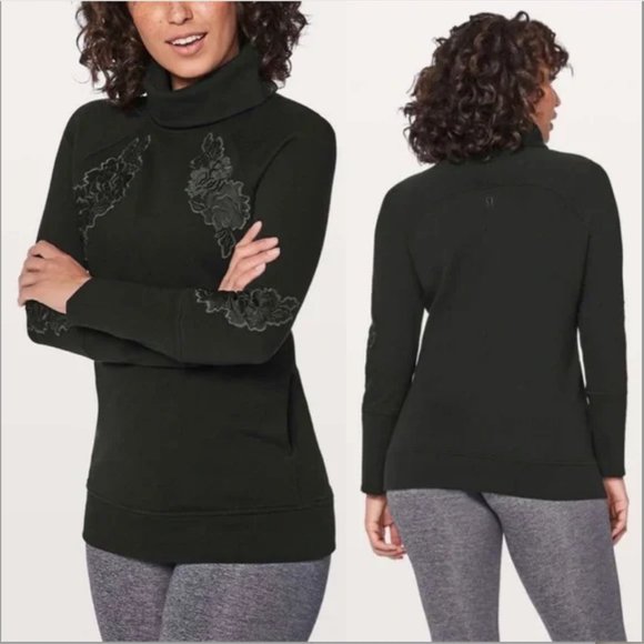LuluLemon Black Satin Floral Pullover - Picture 1 of 14